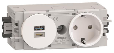 Hager Steckdose 1fach USB A+C GS16009010 