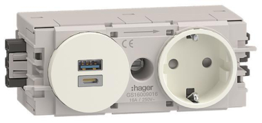 Hager Steckdose 1fach USB A+C GS16009016 
