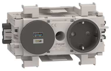 Hager Steckdose 1fach USB A+C GS16019011 