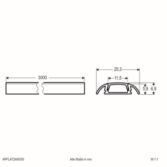 EVN Alu-Profil flach mit    APFLAT2AM300 