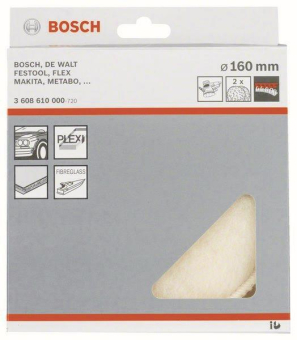 Bosch Lammwollhaube 2 Stück 160mm Klett 