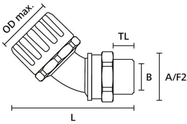 Hellermann HG28-45M-M25-PA66/NPB-BK 45° 