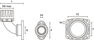Hellermann HG16-90FL-PA66-BK 90° Flansch 