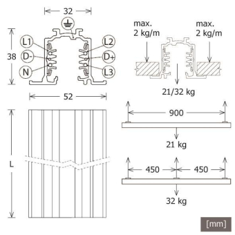LTS Einbau-Stromschiene ST-E 30/9000-3-R 