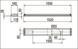 RIDI Wannenleuchte weiß WL-R2X145/35ND-O 