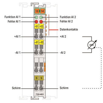 WAGO 750-483 2-Kanal-Analogeingang,DC 0 