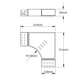 NIED Bogen 90°, 60x122 mm,    RES 60.120 