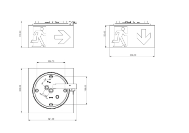 RP RZ-Leuchte Decke EB + SC/3h WHXD413SC 
