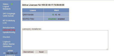 ASTRO QAM BOX Lizenz Service-Filter 
