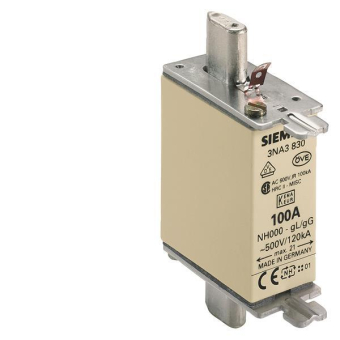 Siemens 3NA3830 NH000 100A 500VAC/250DC 