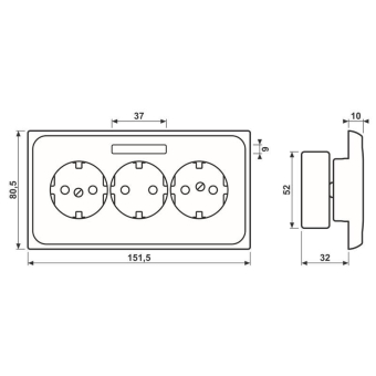 JG Kanal-Schuko-Steckdose 3-f. CD 523 NA 