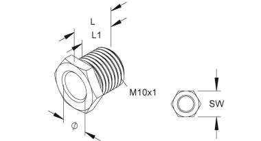 HKL Trompetennippel M10X1 15mm    508/15 