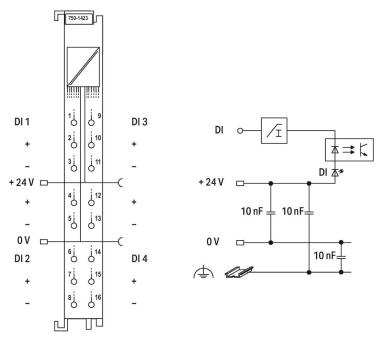 WAGO 750-1423 4-Kanal-Digitaleingang,DC 