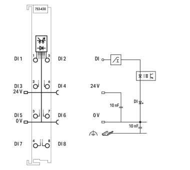 WAGO 753-430 8-Kanal-Digitaleingang,DC 