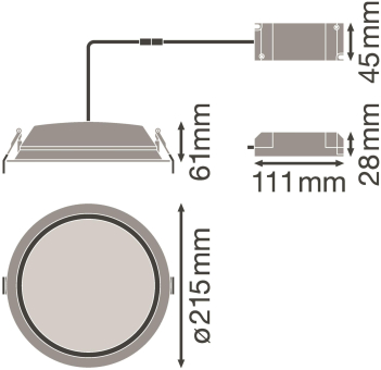 LEDV LED-Downlight 25W 2250lm 3000K 