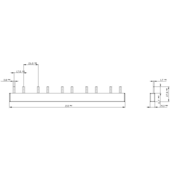 Siemens 5ST3736 Stiftsammelschiene 214mm 