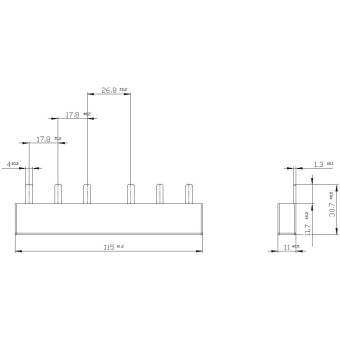 Siemens 5ST3646 Stiftsammelschiene 16qmm 