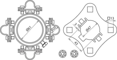 DEHN Befestigungsset D 61mm BFS D61 4X20 