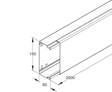 NIED Blechkanal LLK 60.150 mit Deckel 