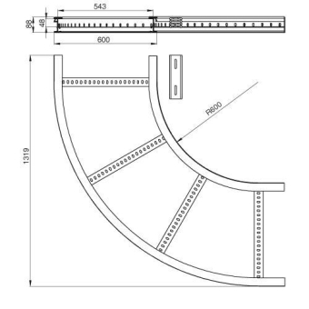 Unex Flachbogen 90  lichtgrau   67607-04 