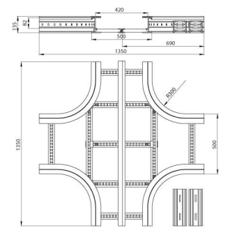Unex Kreuzung 135x500mm R300    67528-04 