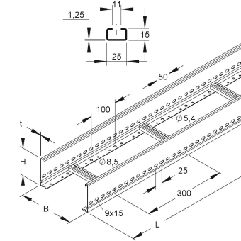 Niedax Kabell. 100x300x3000 KL 100.303/3 