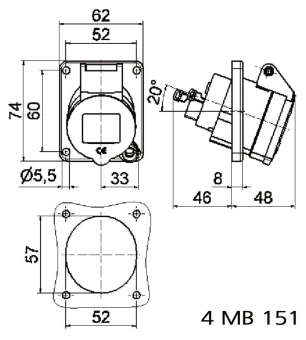 BALS Anbausteckdose QC mit Neigung 12990 