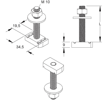 Niedax Hammerkopfschraube   HMZ M10/30 F 