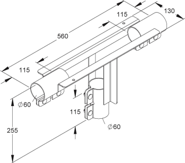 NIED T-Stück, D 60 mm         MIT 6090 F 
