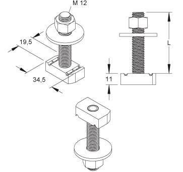 Niedax Hammerkopfschraube   HMZ M12/80 F 