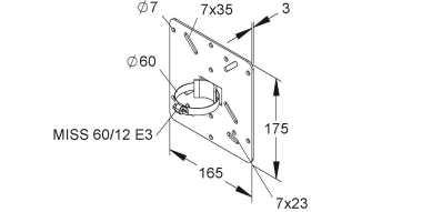 NIED Montageplatte, Höhe  MIMPA 60/175 F 