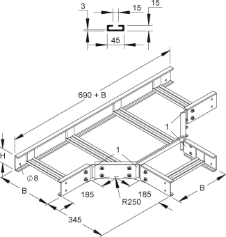 Niedax GFK-T-Stück 80x300mm  ULTE 80.300 
