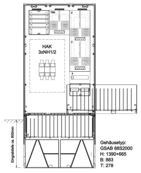 GSAB Zähleranschlußsäule  42.88.1P2-HAK2 