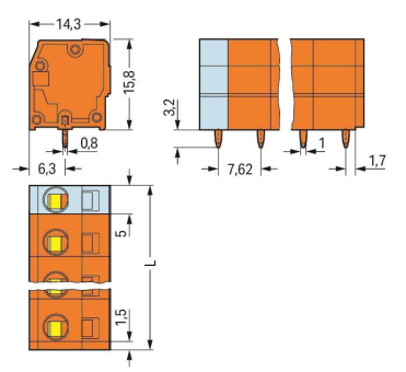 WAGO 739-233 Leiterplattenklemme,2,5 