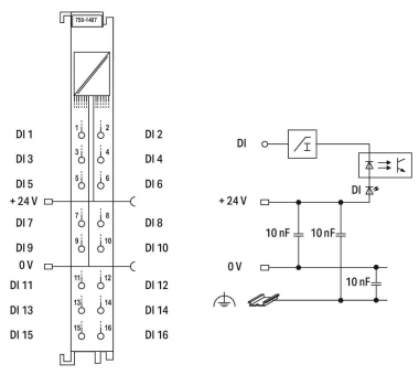WAGO 750-1407 16-Kanal-Digitaleingang,DC 