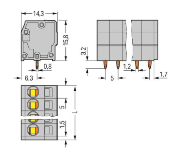 WAGO 739-110 Leiterplattenklemme,2,5 