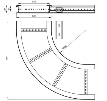 Flachbogen 90  halogenfrei grau 135x600 
