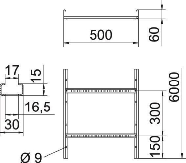 OBO LG 650 VS6 A4 Kabelleiter gelocht m. 