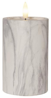 S&H LED-Kerze Marmoroptik 7,5x15cm 88218 