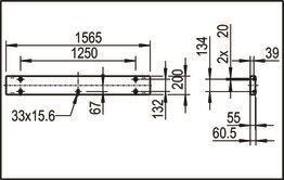 RIDI Anbauleuchte AB2-AS 1565x200mm 