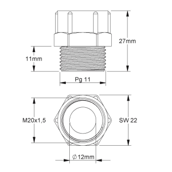 Kleinhuis Adapter Pg11 außen  1897P11M20 
