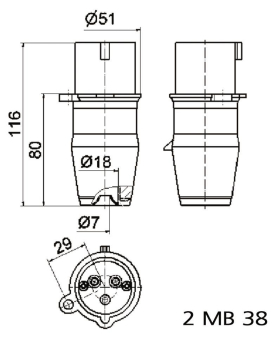 BALS Stecker GT 16A 3p 230V 6h IP44  219 