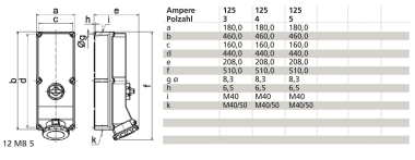BALS CEE Wandsteckdose 125A 5-     16622 