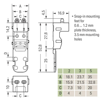 WAGO 221-523 Befestigungsadapter,für 