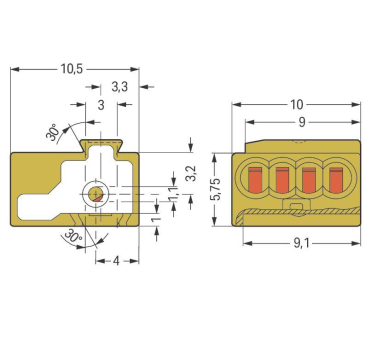 WAGO 243-724 4-Leiter-Federleiste,PUSH 