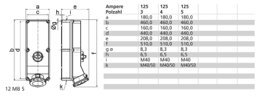 BALS CEE Wandsteckdose 125A 5-     16622 