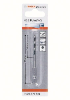 Bosch 1 HSS PointTeQ Hex        3.3X75MM 