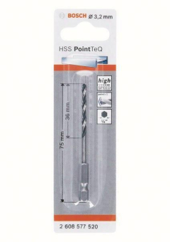 Bosch 1 HSS PointTeQ Hex        3.2X75MM 