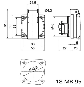 Bals SCHUKO-Anbausteckdose Gr 16A  71095 