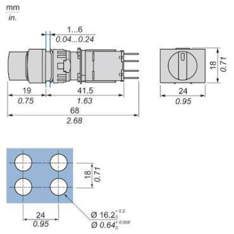 Schneider Wahlschalter recht-  XB6DD225B 
